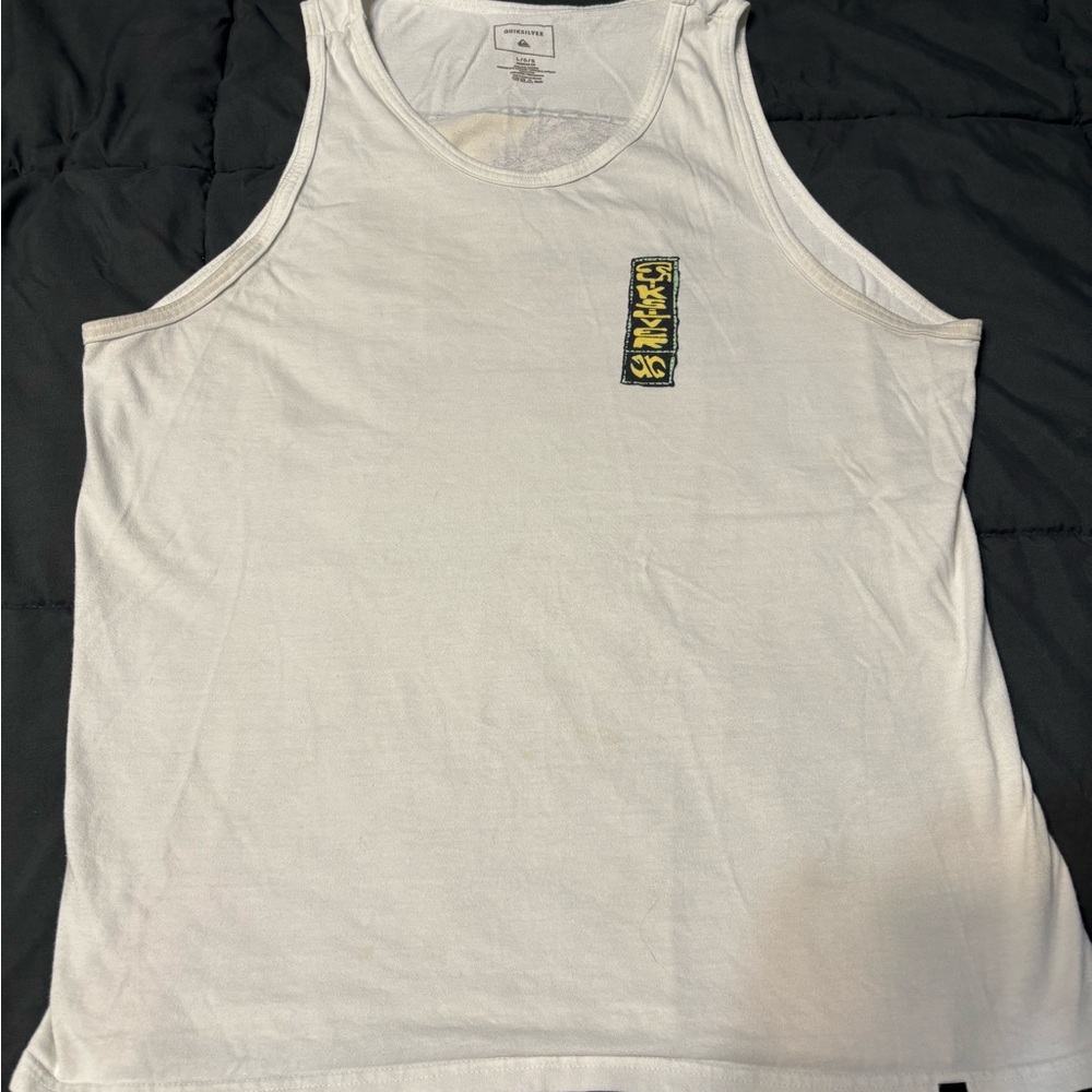 Quiksilver White Tank Top Classic Crew Neck